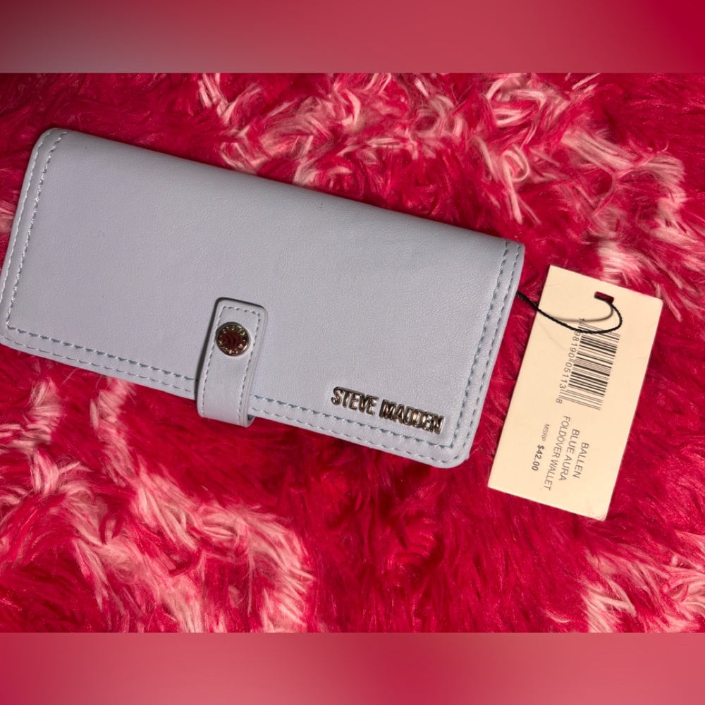 Steve Madden Light Blue Foldover Card Holder wallet nwt